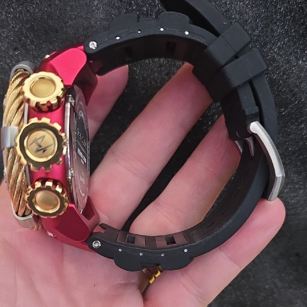 Invicta Gold and Red Chronograph Watch - Picture 2 of 5